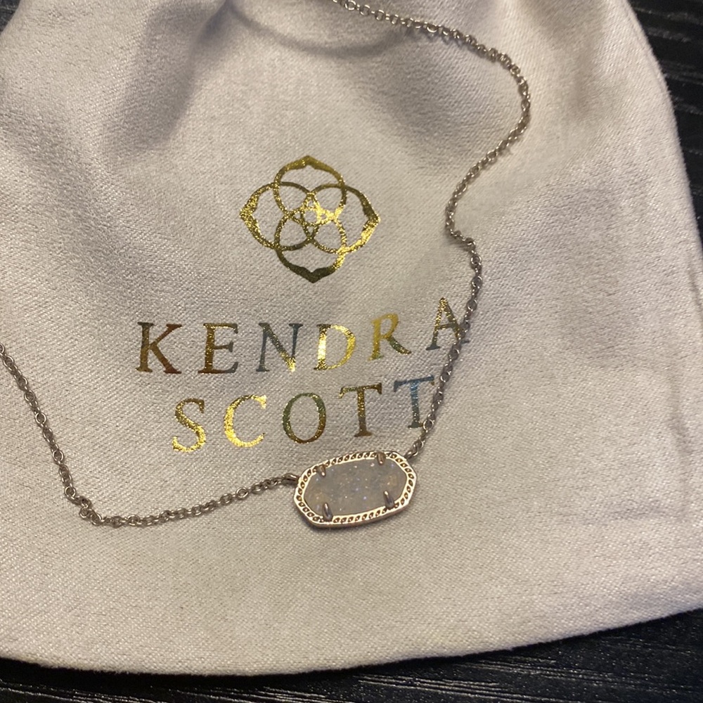 Kendra Scott Silver Iridescent Drusty Necklace